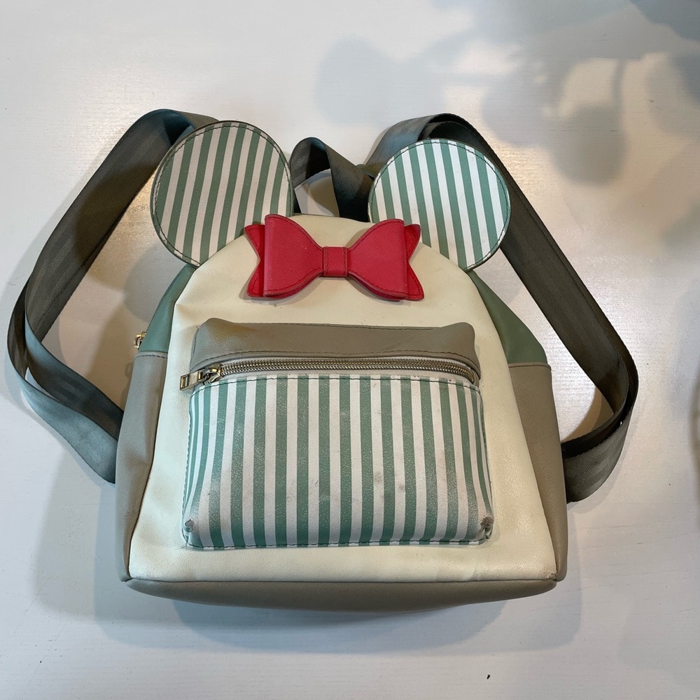 Disney Minnie Mouse Striped Leather Kids or Toddler Mini Backpack back to school